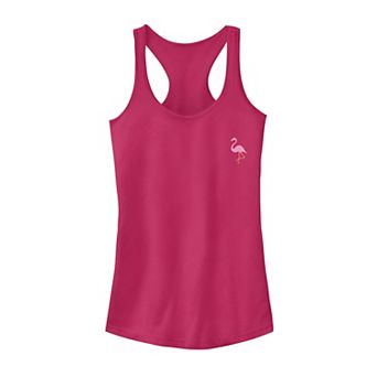 Juniors' Pink Flamingo Pocket Logo Tank Top