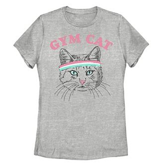 Juniors' "Gym Cat" Graphic Tee