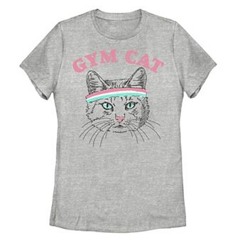 Juniors' "Gym Cat" Graphic Tee