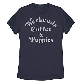 Juniors' "Weekends Coffee & Puppies" Graphic Tee