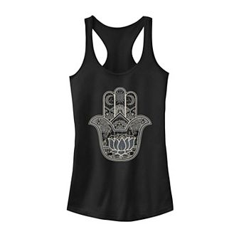 Juniors' Hamsa Lotus Design Tank Top