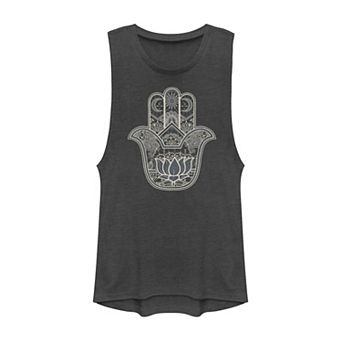 Juniors' Hamsa Lotus Design Muscle Tank Top