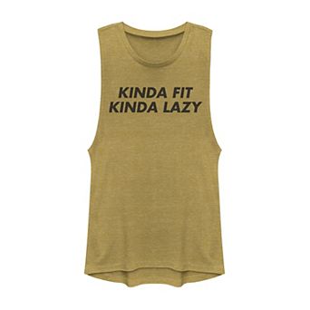 Juniors' "Kinda Fit Kinda Lazy" Muscle Tank Top