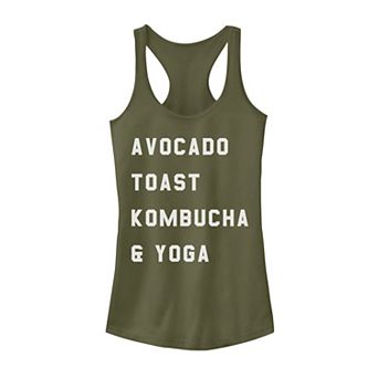 Juniors' Avocado Toast Kombucha & Yoga Tank Top