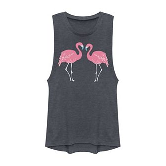 Juniors' Double Pink Flamingos Graphic Tank Top
