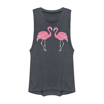 Juniors' Double Pink Flamingos Graphic Tank Top