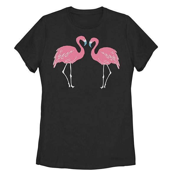 Juniors' Double Pink Flamingos Graphic Tee