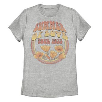 Juniors' Summer Of Love Tour 1970 Poppies Graphic Tee