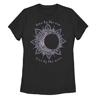 Juniors' Live By The Sun Love By The Moon Graphic Tee