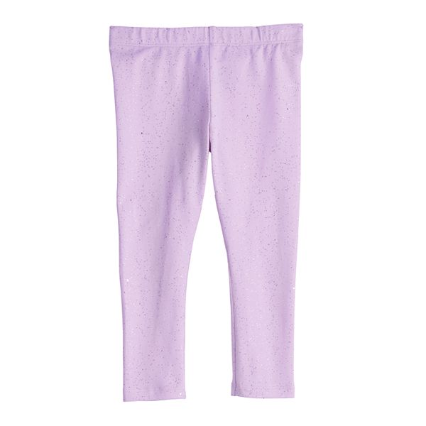 Jumping Beans 2T Off White Fleece Lined Leggings w/ Bronze Glitter Hearts  and Pink & Purple Dots NWT