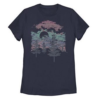 Juniors' Great Mountains Multicolor Sketch Graphic Tee
