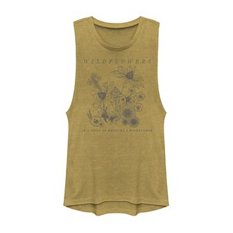 Juniors' In A Field Of Roses Be A Wildflower Graphic Muscle Tank Top