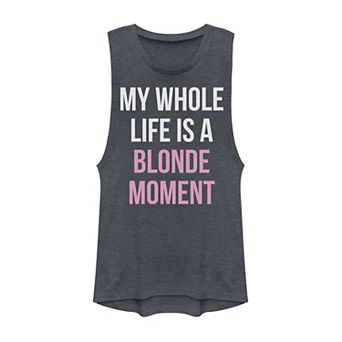 Juniors' My Whole Life Is A Blonde Moment Graphic Muscle Tank Top