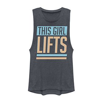 Juniors' Workout Apparel This Girl Lifts Text Graphic Muscle Tank Top
