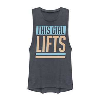 Juniors' Workout Apparel This Girl Lifts Text Graphic Muscle Tank Top