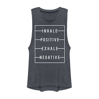 Juniors' Inhale Positive Exhale Negative Graphic Muscle Tank Top