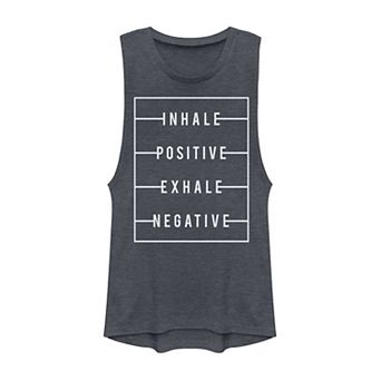 Juniors' Inhale Positive Exhale Negative Graphic Muscle Tank Top