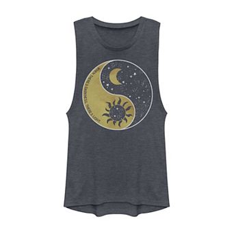 Juniors' Celestial Yin Yang When There's Darkness There's Light Graphic Muscle Tank Top