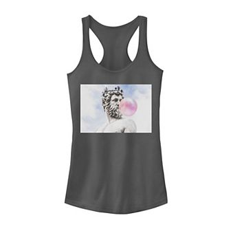 Juniors' Greek God Blowing Bubble Gum Portrait Graphic Tank Top