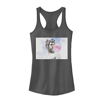 Juniors' Greek God Blowing Bubble Gum Portrait Graphic Tank Top