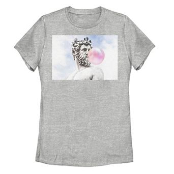Juniors' Greek God Blowing Bubble Gum Portrait Graphic Tee