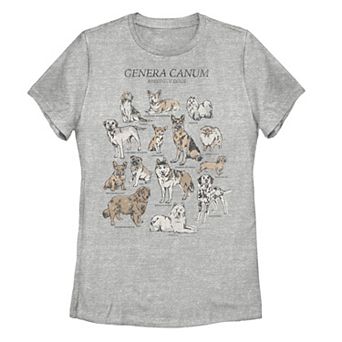 Juniors' Breeds Of Dogs Chart Graphic Tee
