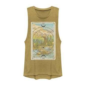 Juniors' Mountain Moon Tarot Card Graphic Muscle Tank Top