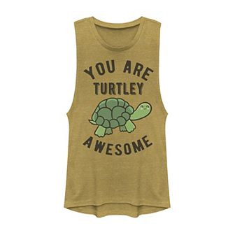 Juniors' You Are Turtley Awesome Happy Turtle Graphic Muscle Tank Top