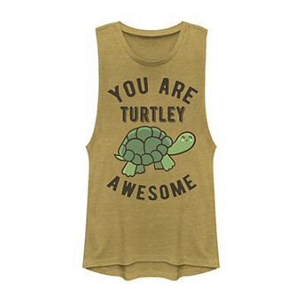 Juniors' You Are Turtley Awesome Happy Turtle Graphic Muscle Tank Top