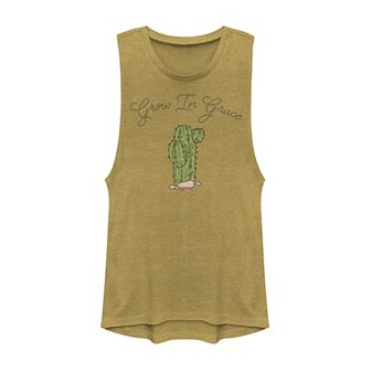 Juniors' Grow In Grace Cactus Graphic Muscle Tank Top