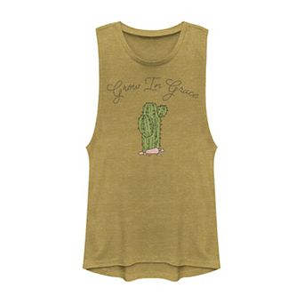 Juniors' Grow In Grace Cactus Graphic Muscle Tank Top
