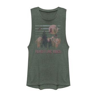 Juniors' Outdoor Adventure Vibes Horizon Graphic Muscle Tank Top