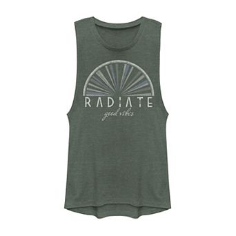 Juniors' Radiate Good Vibes Red Blue And Yellow Sunshine Graphic Muscle Tank Top