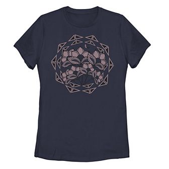 Juniors' Geometric Boho Frame Around Flowers Graphic Tee