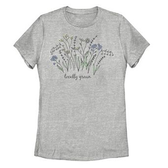 Juniors' Locally Grown Floral Sketches Graphic Tee