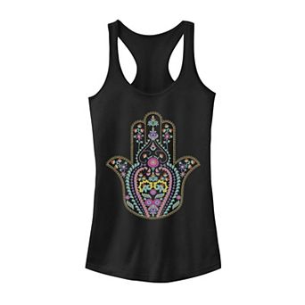 Juniors' Colorful Bohemian Hamsa Henna Graphic Tank Top