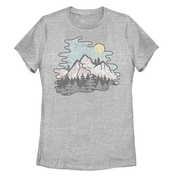 Juniors' Vintage Style Mountains At Twilight Nature Graphic Tee