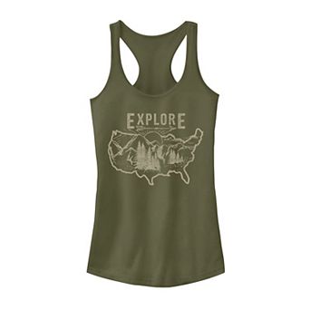 Juniors' Explore Nature Nation Map Graphic Tank Top