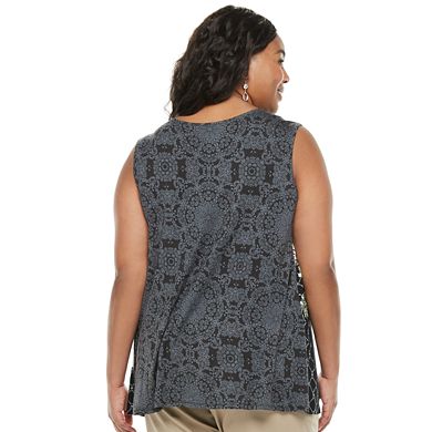 Plus Size Croft & Barrow® Smocked Neck Sleeveless Top