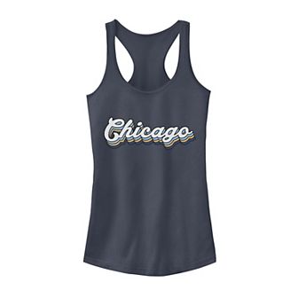 Juniors' "Chicago" Text Overlap Tank Top