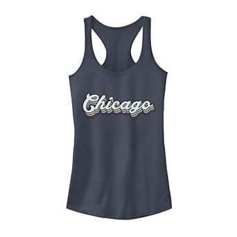 Juniors' "Chicago" Text Overlap Tank Top