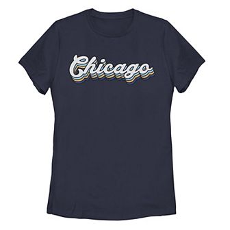 Juniors' "Chicago" Text Overlap Graphic Tee