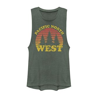 Juniors' Fifth Sun Pacific North West Silhouette Logo Graphic Muscle Tank Top