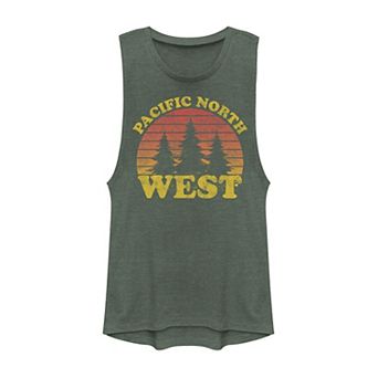 Juniors' Fifth Sun Pacific North West Silhouette Logo Graphic Muscle Tank Top