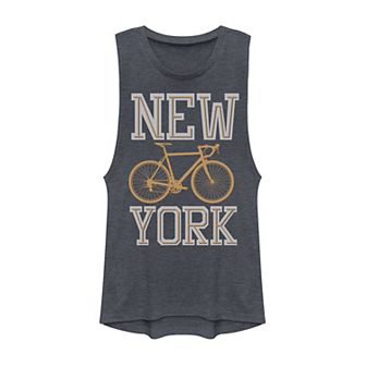 Juniors' New York Orange Line Bicycle Graphic Muscle Tank Top