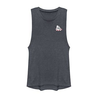 Juniors' Shark With Floatie Ring Pocket Print Graphic Muscle Tank Top