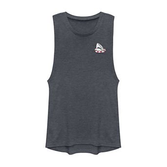 Juniors' Shark With Floatie Ring Pocket Print Graphic Muscle Tank Top