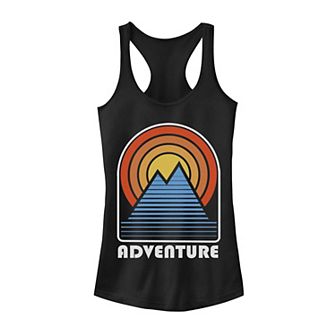 Juniors' Dual Mountain Peaks With Sun Pieces Graphic Tank Top