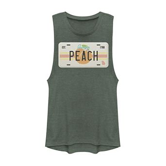 Juniors' Fifth Sun Georgia Peach License Plate Graphic Muscle Tank Top