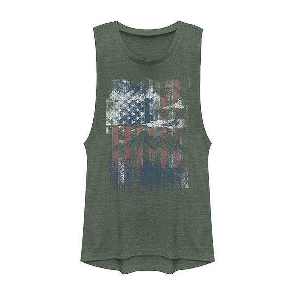 Juniors' Fifth Sun American Flag Scenery Stencil Graphic Muscle Tank Top